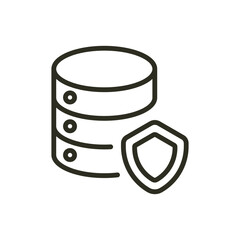 Database outline icon. Data file protection vector icon. Database security server storage illustration image