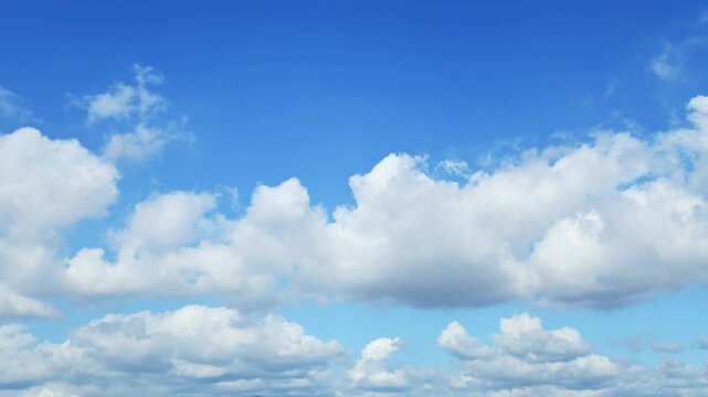 Time lapse of beautiful blue sky with white clouds