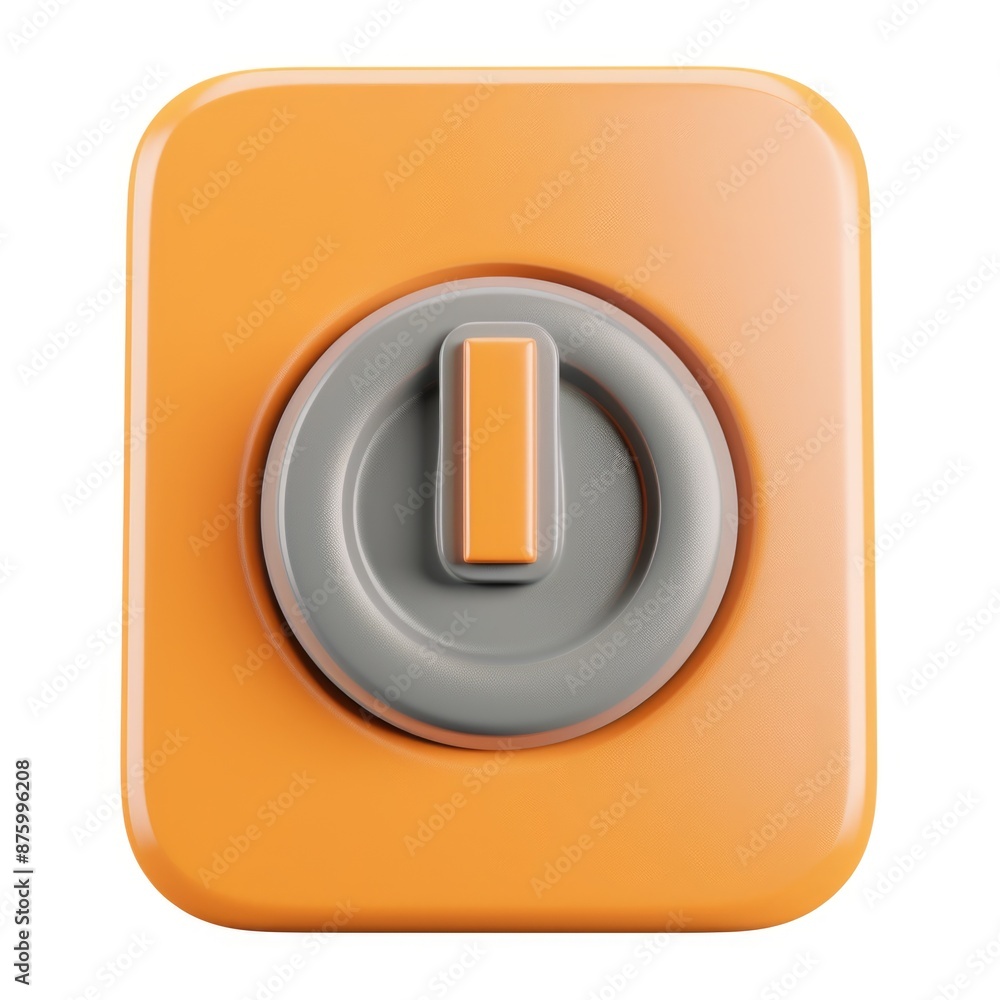 Poster orange-gray power toggle button in 3d style. ai generative.