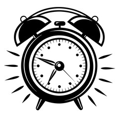  Ringing alarm clock silhouette vector illustration 