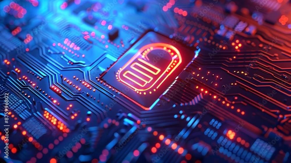 Poster cybersecurity and information or network protection. future technology web services for business and