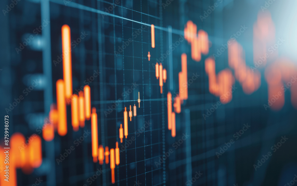 Poster abstract image of financial data on a screen showing stock market charts and graphs. ideal for finan