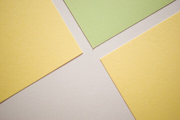 Green, white and yellow geometric divided background, copy space