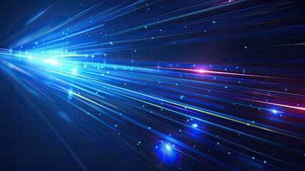 Obraz premium Abstract technology futuristic glowing lines neon blue light ray on dark blue background with lighting effect. Vector illustration