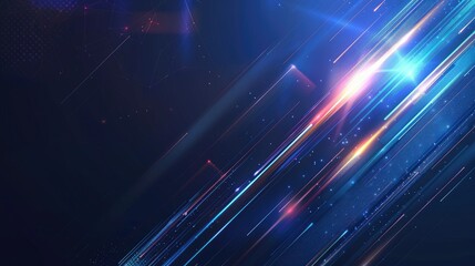 Abstract technology futuristic glowing lines neon blue light ray on dark blue background with lighting effect. Vector illustration