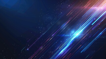 Fototapeta premium Abstract technology futuristic glowing lines neon blue light ray on dark blue background with lighting effect. Vector illustration