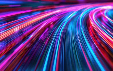 Vivid abstract light trails in motion creating dynamic colorful movement, perfect for backgrounds or modern design elements in digital projects.