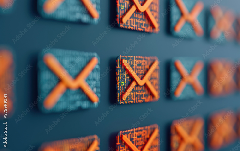Poster a close-up of multiple digital envelopes with circuit patterns, symbolizing email communication and 
