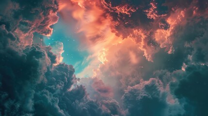 Obraz premium Vibrant Sunset over City Skyline with Silhouetted Buildings - Urban Landscape Photography