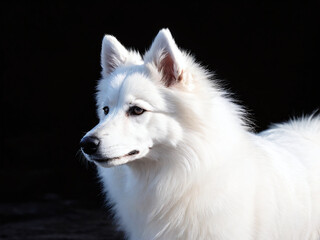 Naklejka premium White swiss shepherd dog looking left