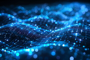 Cyber Security Canvas: Abstract Beauty in Navy, Electric Blue, and Neon Green