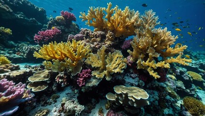 Fototapeta premium Colorful underwater coral reefs and marine life