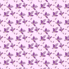 Seamless Pattern of Purple Petals and Leaves