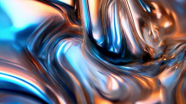 Abstract liquid metallic silver texture moves smoothly. Wavy 3d Gray silver background wallpaper fluid in slow motion. gradient metallic backdrop texture digital. luxury glossy gradient liquid
