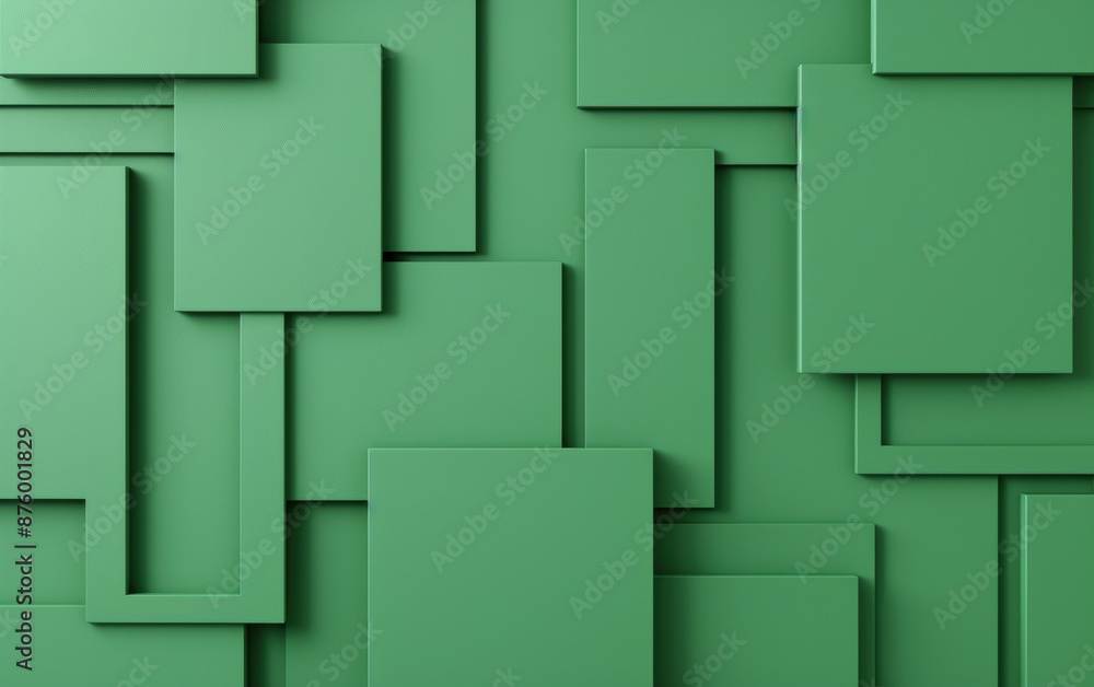 Aufkleber abstract geometric background with overlapping green square shapes. minimalist design with a modern,