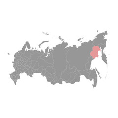 Magadan Oblast map, administrative division of Russia. Vector illustration.