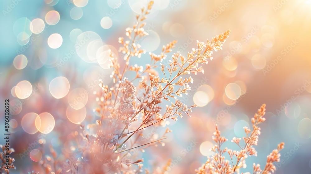 Poster serene blurred background with delicate macro patterns and ample copy space