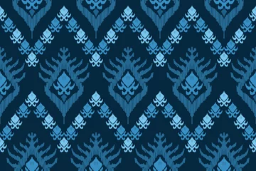 Motif ethnic handmade beautiful Ikat seamles.Ikat ethnic tribal, boho colors seamless wallpaper. Ethnic Ikat abstract background art.Illustration for greeting cards, printing and other design.