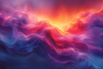 Obraz premium Vibrant Horizon: Abstract Red, Blue, Green, Yellow Landscape