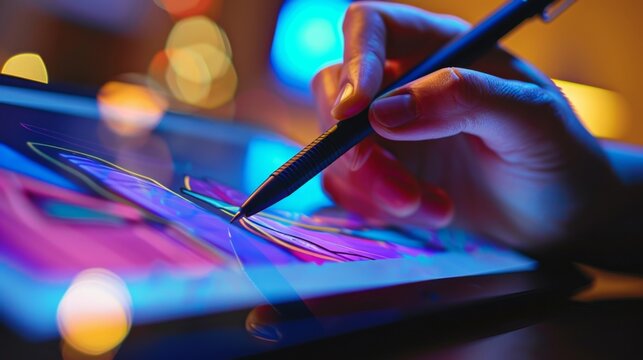 Digital Artist Using Stylus on Tablet.