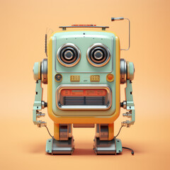 Fototapeta premium AI Robot with Minimalist Vintage Design