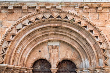 archivolts of the entrance door of the church of San Miguel in Caltojar, province of Soria. Spain	
