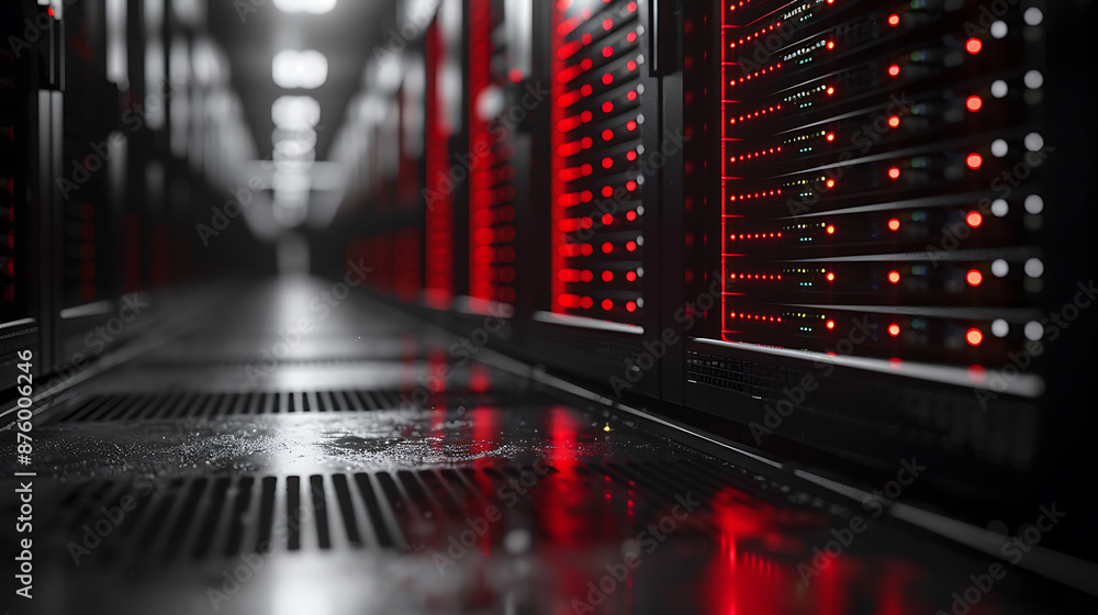 Aufkleber modern server racks setup on clean background