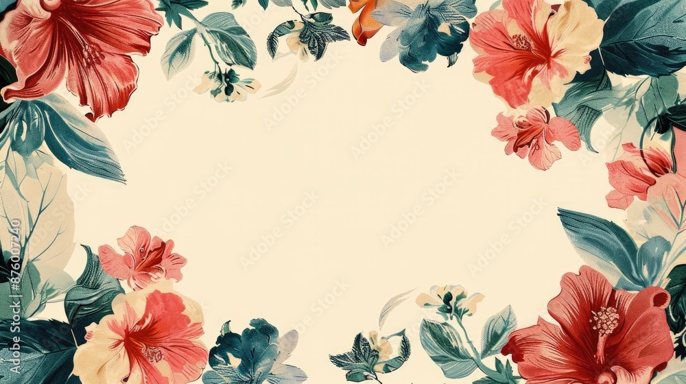 Wall mural Vintage style floral frame template for various designs