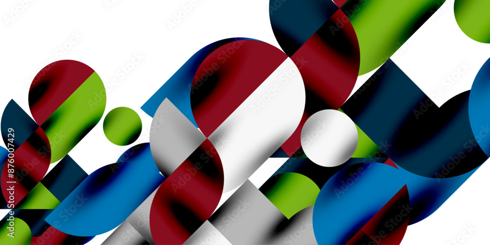 Poster tech minimal circular shapes geometric art. vector modern circles