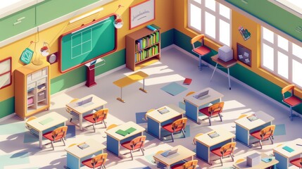 Obraz premium Isometric view of a classroom