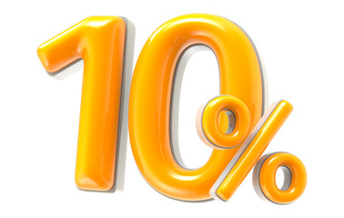 Number 10 Percent 3D Render