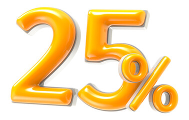 Number 25 Percent 3D Render