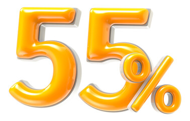Number 55 Percent 3D Render