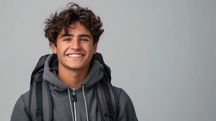 Smiling Young Man Wearing Backpack