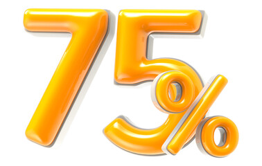 Number 75 Percent 3D Render