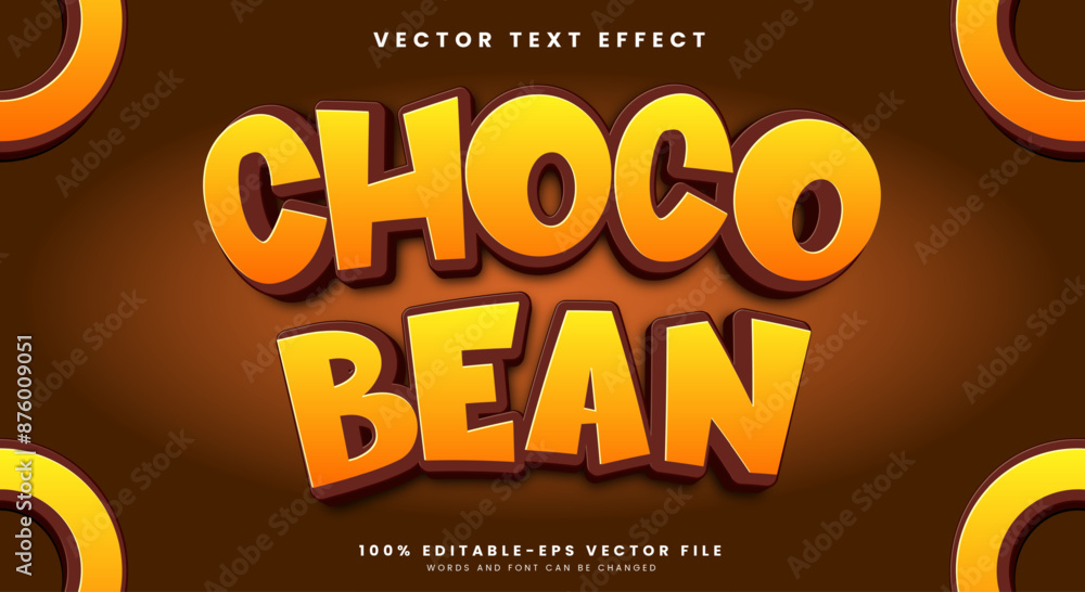 Poster choco bean 3d editable text effect template suitable for sweet food products