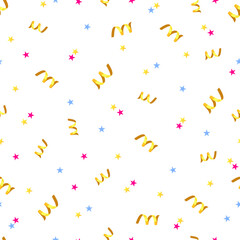 Confetti celebration seamless pattern design. 
