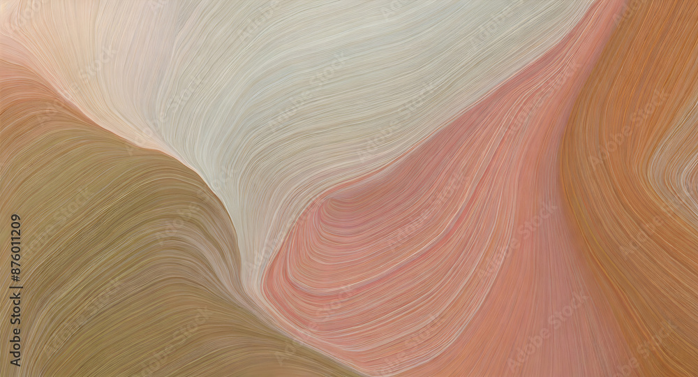 Wall mural unobtrusive header with elegant curvy swirl waves background design with rosy brown, light. generati