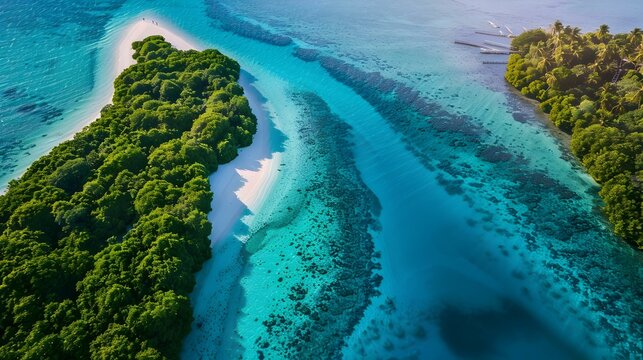 Maldives with lagoons and mangrove forests