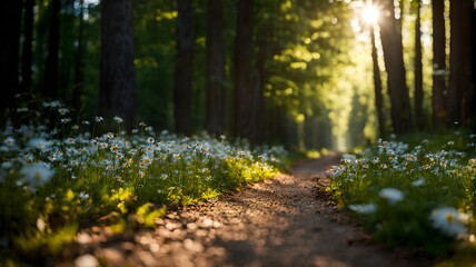 Fototapeta premium Small road in the forest, Generative AI