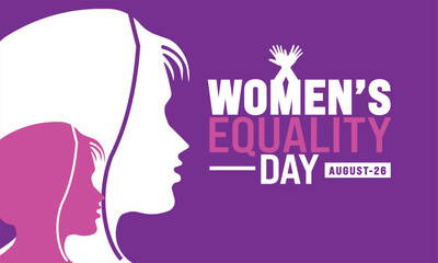 Women's Equality Day Banner in United States. Female holiday, celebrated annually in August 26. Women right history month. Feminism concept. Poster, greeting card, banner and background. Vector 