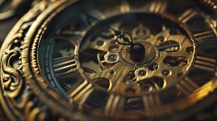 Timeless Elegance: Close-Up of Vintage Pocket Watch with Hands Near Midnight