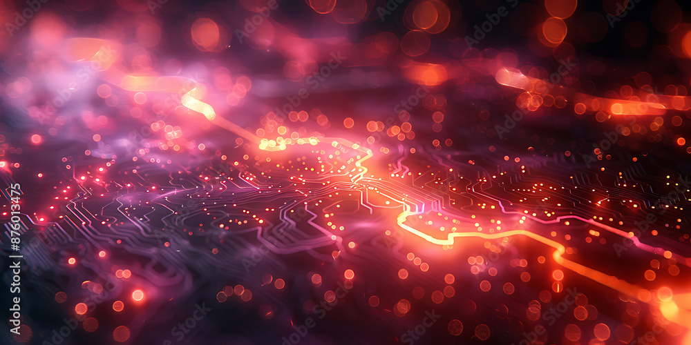 Poster ethereal techscape: abstract canvas with neon elements