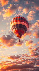 Fototapeta premium A hot air balloon floating in the sky with white clouds