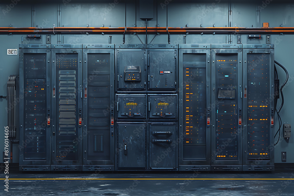 Aufkleber empty server racks on tech background