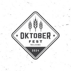 Obraz premium Oktoberfest logo or badge design. Vector. Graphic design template with barley ear.