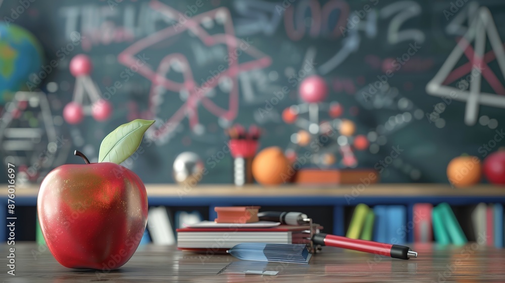 Poster dynamic 3d educational symbols composition with copyspace background