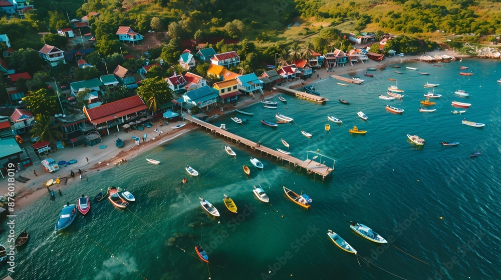 Wall mural a fishing village on the coast picture