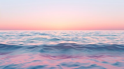 Fototapeta premium Serene Pastel Sunset on Calm Ocean Waters with Gentle Waves - Tranquil Seascape with Soft Color Palette and Evening Glow