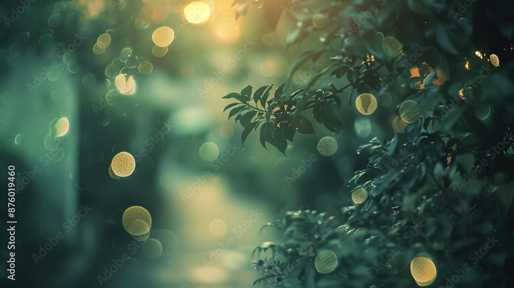 Poster serene glow - a captivating display of soft, blurred lights infusing calmness and tranquility